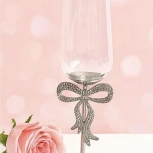 Bling Wine Glasses Rhinestone Bow Champagne Glasses Silver
